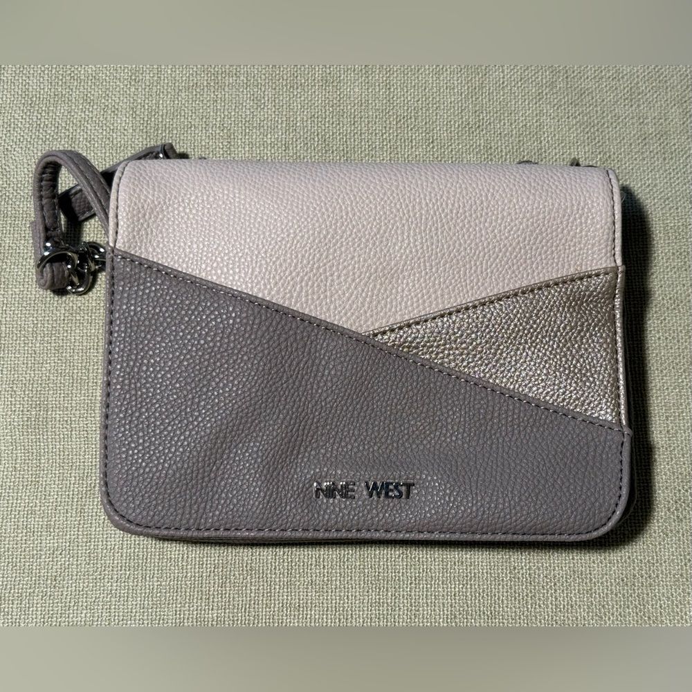 Nine West Tri-Color Crossbody Bag in Gray and Cream